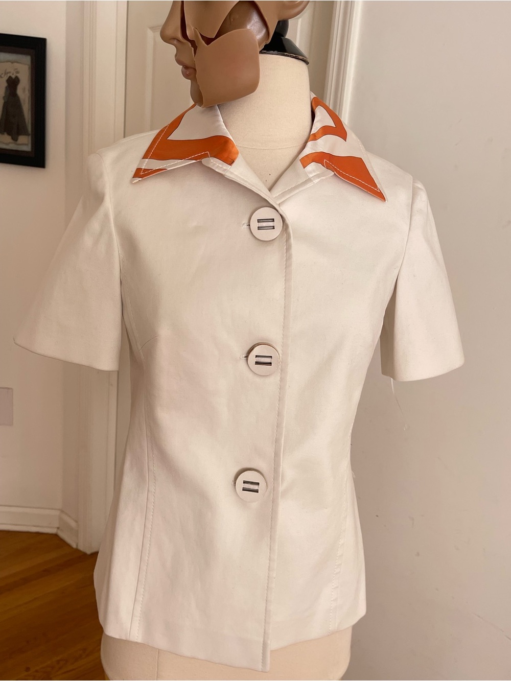 Emilio Pucci White Cotton Short Sleeve Jacket Top 40/6 NWT